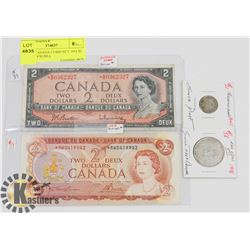 LOT OF CANADA CURRENCY 1954 $2 BILL, 1974 $2 BILL