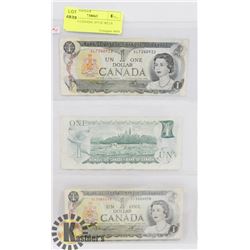 LOT OF 3 CANADA 1973 $1 BILLS