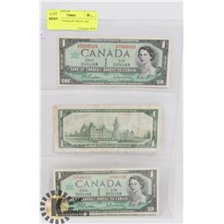 LOT OF 3 CANADA $1 BILLS 1967