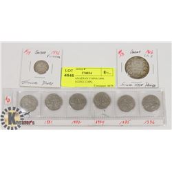 LOT OF CANADIAN COINS 1896 SILVER 10 CENT COIN,