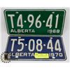 Image 1 : 1968 AND 1970 ALBERTA LICENSE PLATES