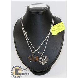 LOT OF SPIDERMAN AND BATMAN SYMBOLS  NECKLACES