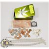 Image 1 : HEMP TIN BOX FULL OF CANADIAN COINS AND JEWELRY