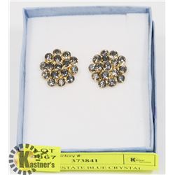 VINTAGE ESTATE BLUE CRYSTAL BLOSSOM EARRINGS