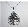 Image 1 : 16)   SILVER TONE PEACOCK PENDANT ON