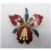 Image 1 : 14)  VINTAGE ENAMELED IRIS BROOCH