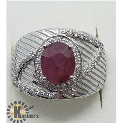 SILVER RUBY CUBIC ZIRCONIA RING