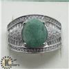 Image 1 : SILVER EMERALD CUBIC ZIRCONIA MEN'S RING