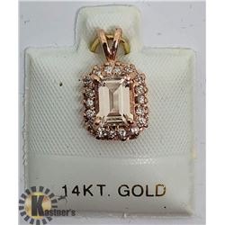14K MORGANITE DIAMOND PENDANT