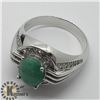 Image 3 : SILVER EMERALD CUBIC ZIRCONIA MEN'S RING