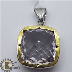 BRASS PINK AMETHYST PENDANT