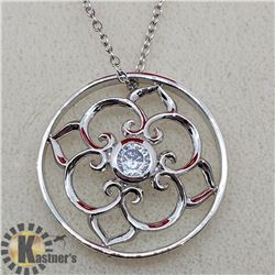 SILVER CUBIC ZIRCONIA WITH CHAIN PENDANT