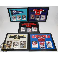 LOT OF 5 FRAMED HOCKEY CARD PICTURES INCL EDMONTON