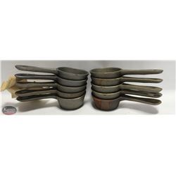 LOT OF TEN 4" CAST IRON SAUCEPANS