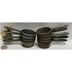 LOT OF NINE 4" CAST IRON SAUCEPANS