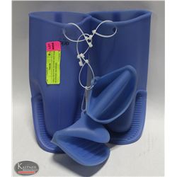 ORKA SILICONE GLOVES AND PAIR OF FINGER GRABBERS.