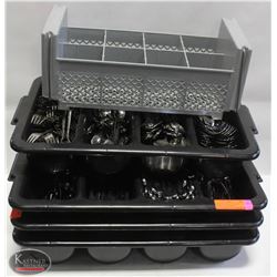 LOT OF 4 CUTLERY TRAYS W/ ASSORTED CUTLERY &