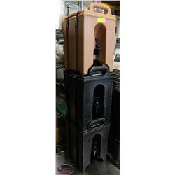 SET OF 3CAMBRO LIQUID HOT-COLD CONTAINERS SERVERS