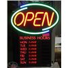 Image 1 : NEON OPEN SIGN WITH BUSINESS HOURS