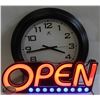 Image 1 : NEON OPEN SIGN SOLD WITH BLACK WALL CLOCK