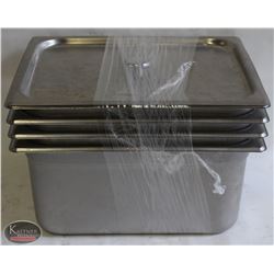 LOT OF 4 1/2 SIZE S/S INSERT + 1 LID, 6"
