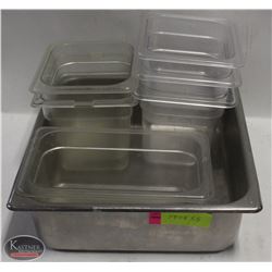 LOT OF 7 ASSORTED SIZE POLYCARB INSERTS W/ 2/3