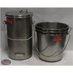 LOT OF 3 ICE BUCKETS SOLD W/ STEEL WATER TRANSPORT