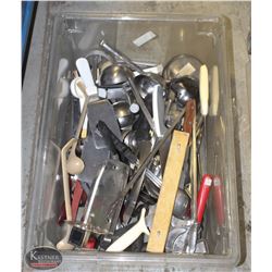 LARGE TOTE OF COMMERCIAL UTENSILS-ON CHOICE