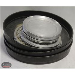LOT OF THREE 16" DEEP-DISH PANS & ASST. ALUMINUM