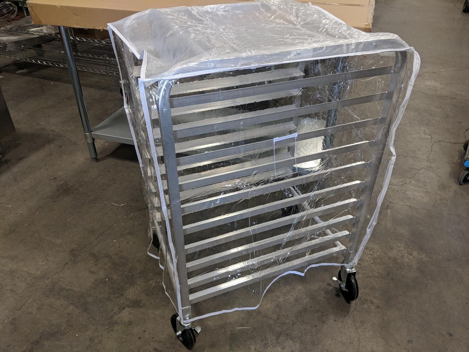 10 ALUMINUM BUN PAN RACK WITH COVER, 39" HEIGHT Kastner Auctions