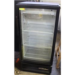 TRUE UPRIGHT GLASS DOOR REFRIGERATOR. AS IS.