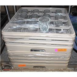 2 GLASS DISHWASHER TRAYS FULL OF ASSORTED GLASSES