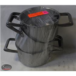 3 TWO HANDLE SAUCE POTS. ON CHOICE