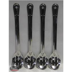 NEW 15" STAINLESS SLOTTED SPOONS - LOT OF 4