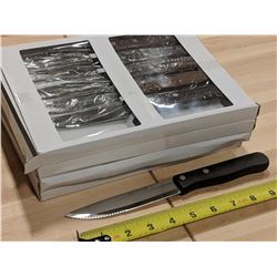 STEAK KNIVES WOOD HANDLE POINTED TIP - LOT OF 24