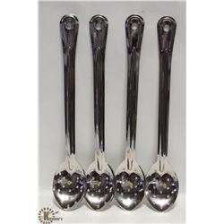 NEW 15" STAINLESS PERFORATED SPOONS - LOT OF 4