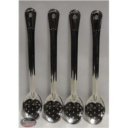 NEW 15" STAINLESS PERFORATED SPOONS - LOT OF 4