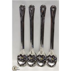 NEW 15" STAINLESS PERFORATED SPOONS - LOT OF 4
