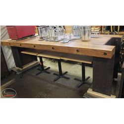 9' RUSTIC WOOD PLANK COMMERCIAL SERVING TABLE