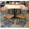 LAMINATED WOOD TOP TABLE W/ 4 WOODEN CHAIRS