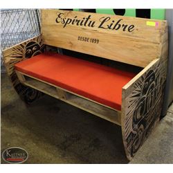 SOL CERVEZA WOODEN FOYER BENCH W/ PADDED SEAT