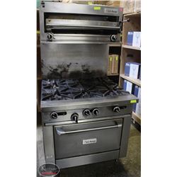 6-BURNER COMMERCIAL U.S. RANGE COMPLETE W/ OVER-