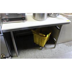 4 FOOT STAINLESS STEEL WORK TABLE W/ POLY BOARD