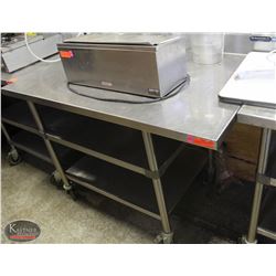 WASSERSTROM S/S PREP TABLE ON CASTORS W/