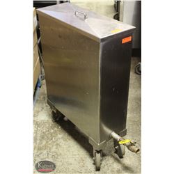 WASSERSTROM OIL SHUTTLE W/ DRAIN, ON CASTORS.