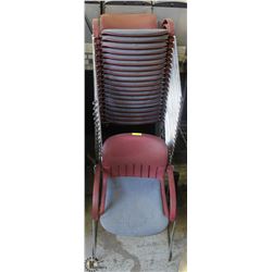 LOT OF 20 BURGUNDY STACKING CHAIRS ON CHOICE