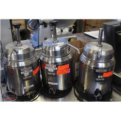 LOT OF 3 HOT-LIQUID SYRUP DISPENSERS W/ EXTRA PART