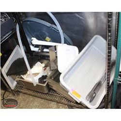 SHELF CONTENTS INCL: INSERTS, GARBAGE CAN DOLLY,