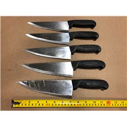 USED SHARPENED KNIVES BLACK HANDLE  - LOT OF 5