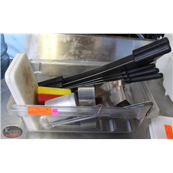 TOTE OF ASSORTED KITCHEN UTENSILS INCL: